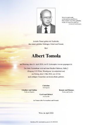 Traueranzeige von Albert Tomola