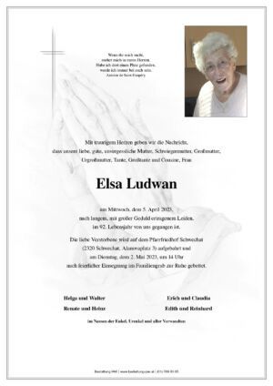 Traueranzeige von Elsa Ludwan