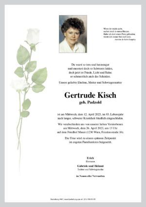 Traueranzeige von Gertrude Kisch