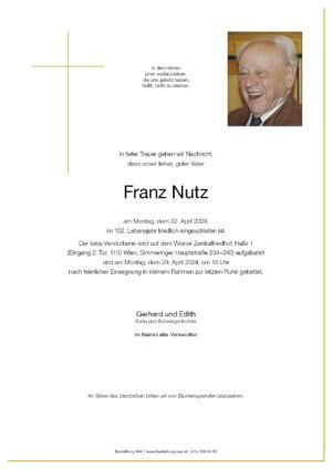 Traueranzeige von Franz Nutz