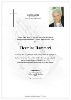 Traueranzeige von Hermine Hammerl