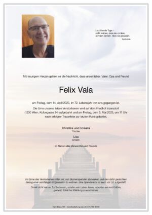 Traueranzeige von Felix Vala