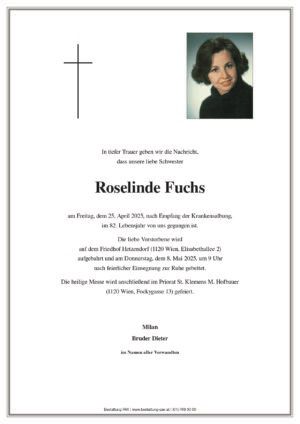 Traueranzeige von Roselinde Fuchs