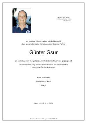 Traueranzeige von Günter Gsur