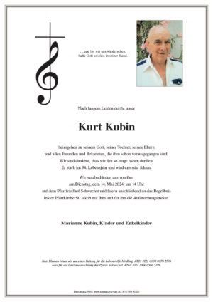 Traueranzeige von Kurt Kubin