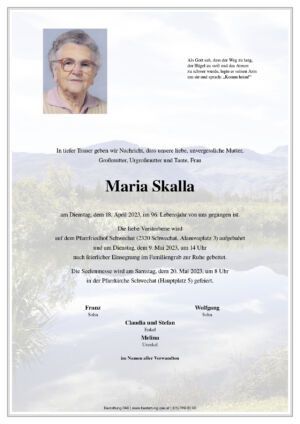 Traueranzeige von Maria Skalla
