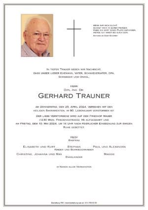 Traueranzeige von Gerhard Trauner
