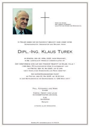 Traueranzeige von Klaus Turek