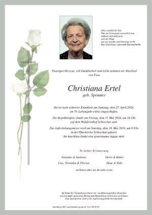 Traueranzeige von Christiana Ertel
