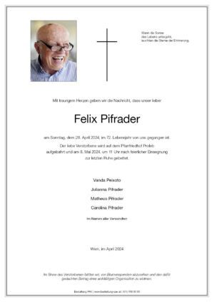 Traueranzeige von Felix Pifrader