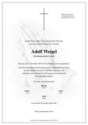 Traueranzeige von Adolf Weigel