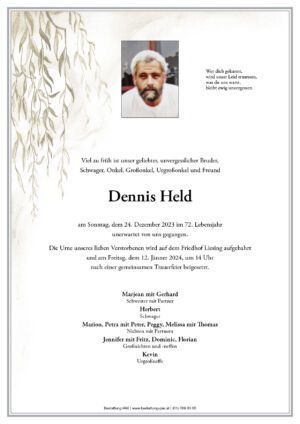 Traueranzeige von Dennis Held