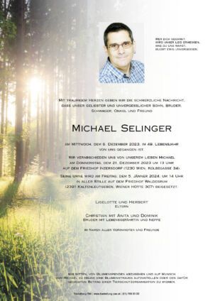 Traueranzeige von Michael Selinger