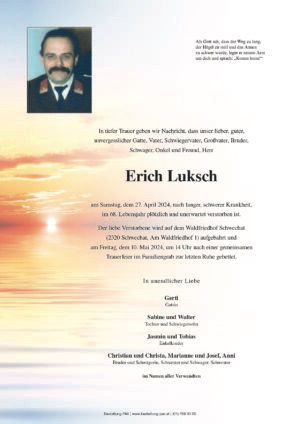 Traueranzeige von Erich Luksch