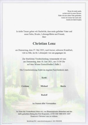 Traueranzeige von Christian Lenz