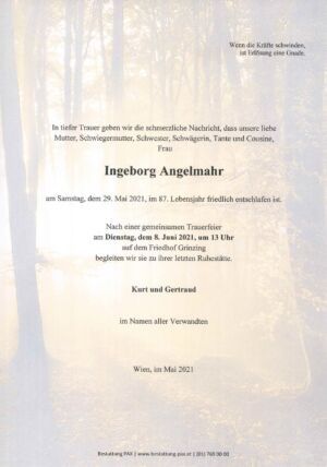 Traueranzeige von Ingeborg Angelmahr