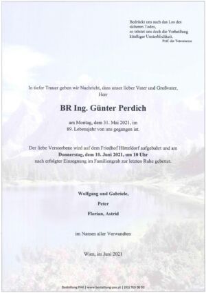 Traueranzeige von BR Ing. Günter Perdich