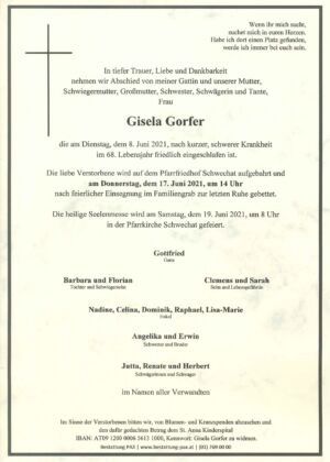 Traueranzeige von Gisela Gorfer