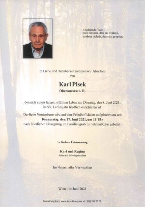 Traueranzeige von Karl Plsek