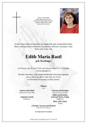 Traueranzeige von Edith Rastl