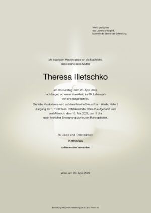 Traueranzeige von Theresa Illetschko