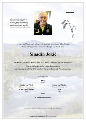 Traueranzeige von Sinadin Jokić