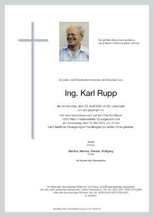 Traueranzeige von Ing. Karl Rupp