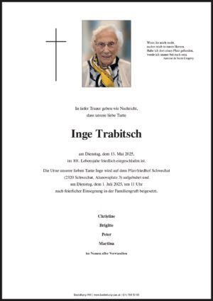 Traueranzeige von Inge Trabitsch