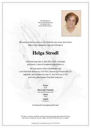 Traueranzeige von Helga Strodl