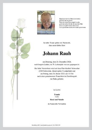 Traueranzeige von Johann Rauh