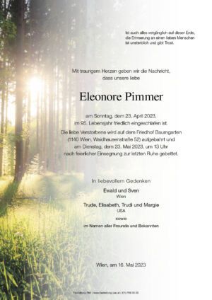 Traueranzeige von Eleonore Pimmer
