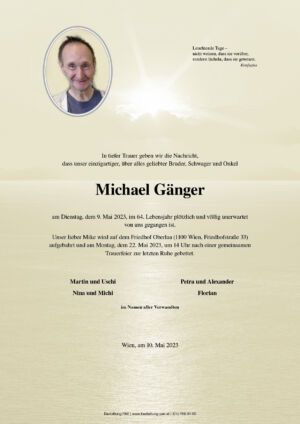 Traueranzeige von Michael Gänger