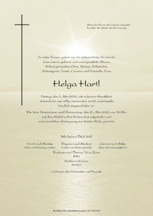 Traueranzeige von Helga Hartl