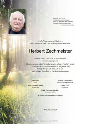 Traueranzeige von Herbert Zechmeister