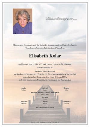 Traueranzeige von Elisabeth Kolar