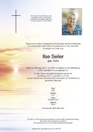Traueranzeige von Ilse Seiler