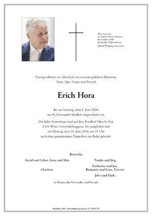 Traueranzeige von Erich Hora
