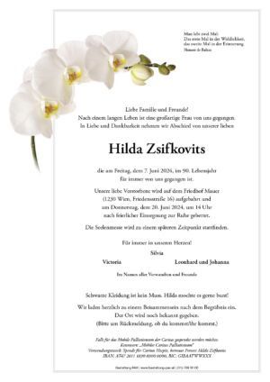 Traueranzeige von Hilda Zsifkovits