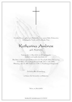 Traueranzeige von Katharina Ambros
