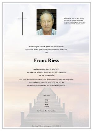 Traueranzeige von Franz Riess