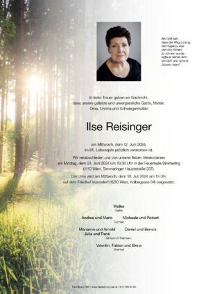 Traueranzeige von Ilse Reisinger