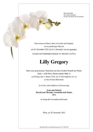 Traueranzeige von Lilly Gregory