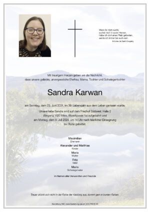Traueranzeige von Sandra Karwan