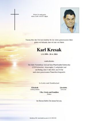 Traueranzeige von Karl Kresak