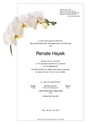 Traueranzeige von Renate Hayek