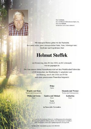Traueranzeige von Helmut Steffek