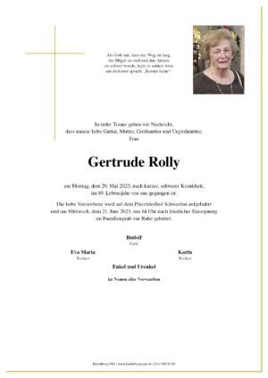 Traueranzeige von Gertrude Rolly