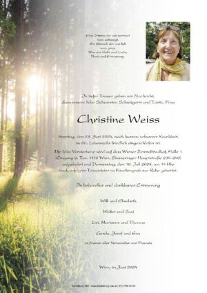 Traueranzeige von Christine Weiss