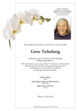 Traueranzeige von Grete Tschofenig
