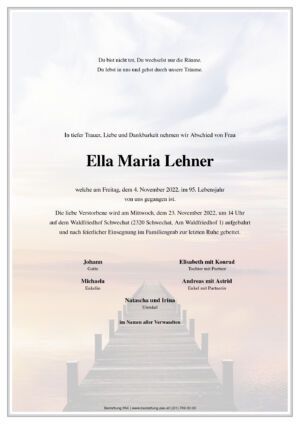Traueranzeige von Ella Maria Lehner